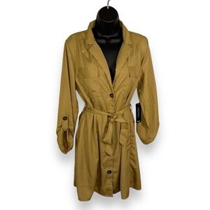 NEW LARGE BLUSH BEIGE NEUTRAL SHIRT DRESS LONG SLEEVE NWT